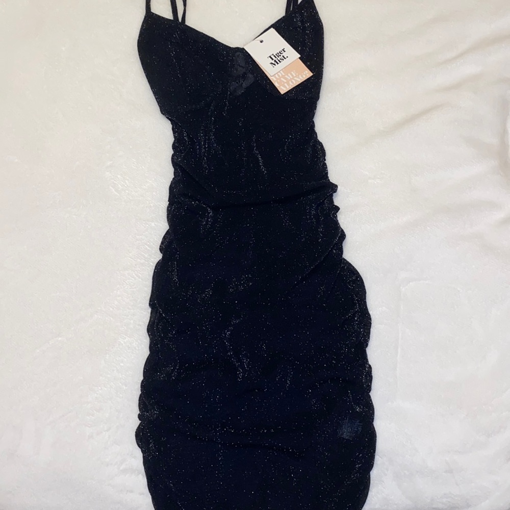 Black sparkly sheer bodycon dress